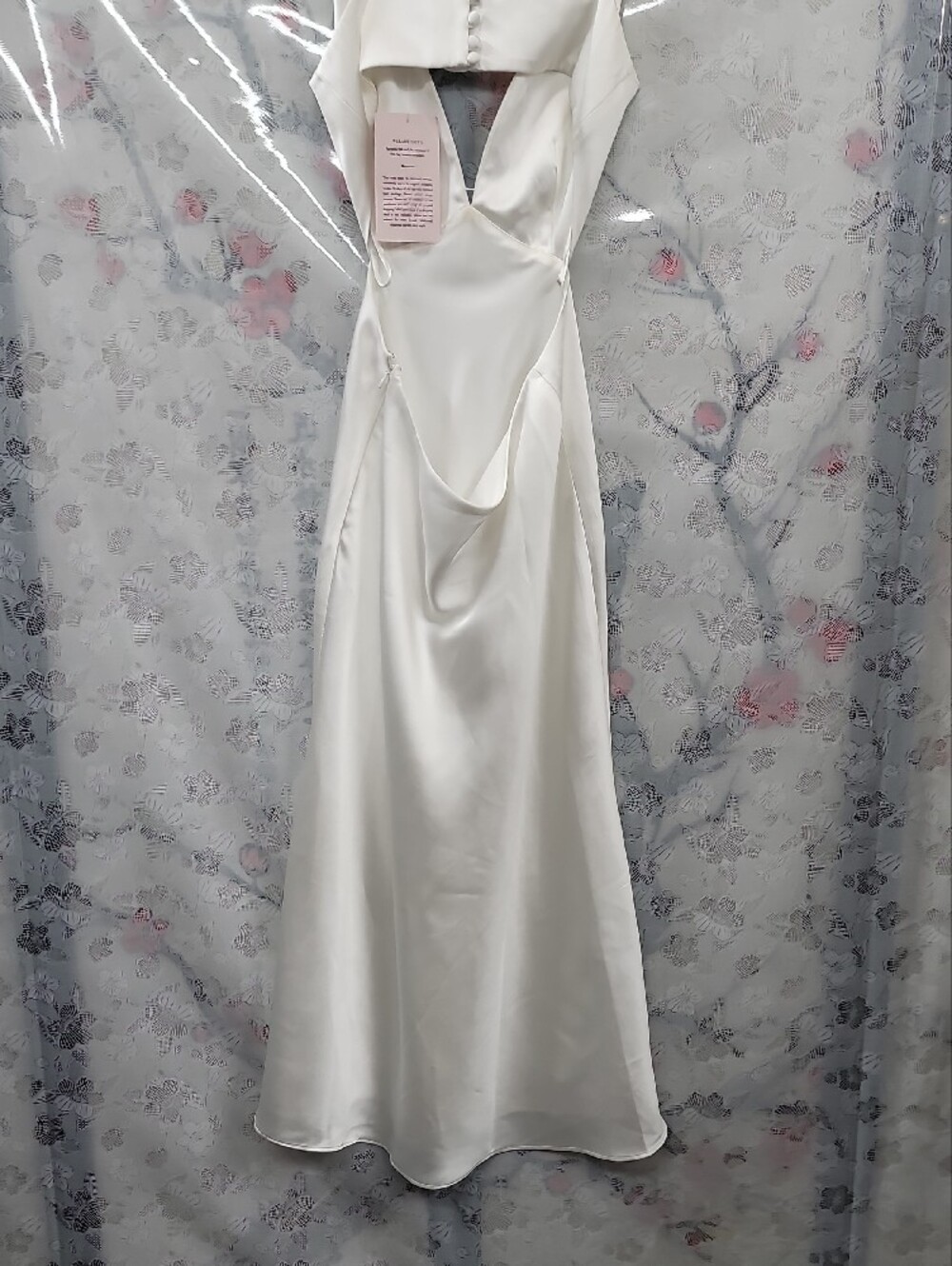 Sachin & Babi NWT Sierra V-Neck Cutout Satin Midi Dress Size 2 Ivory White - Picture 9 of 12